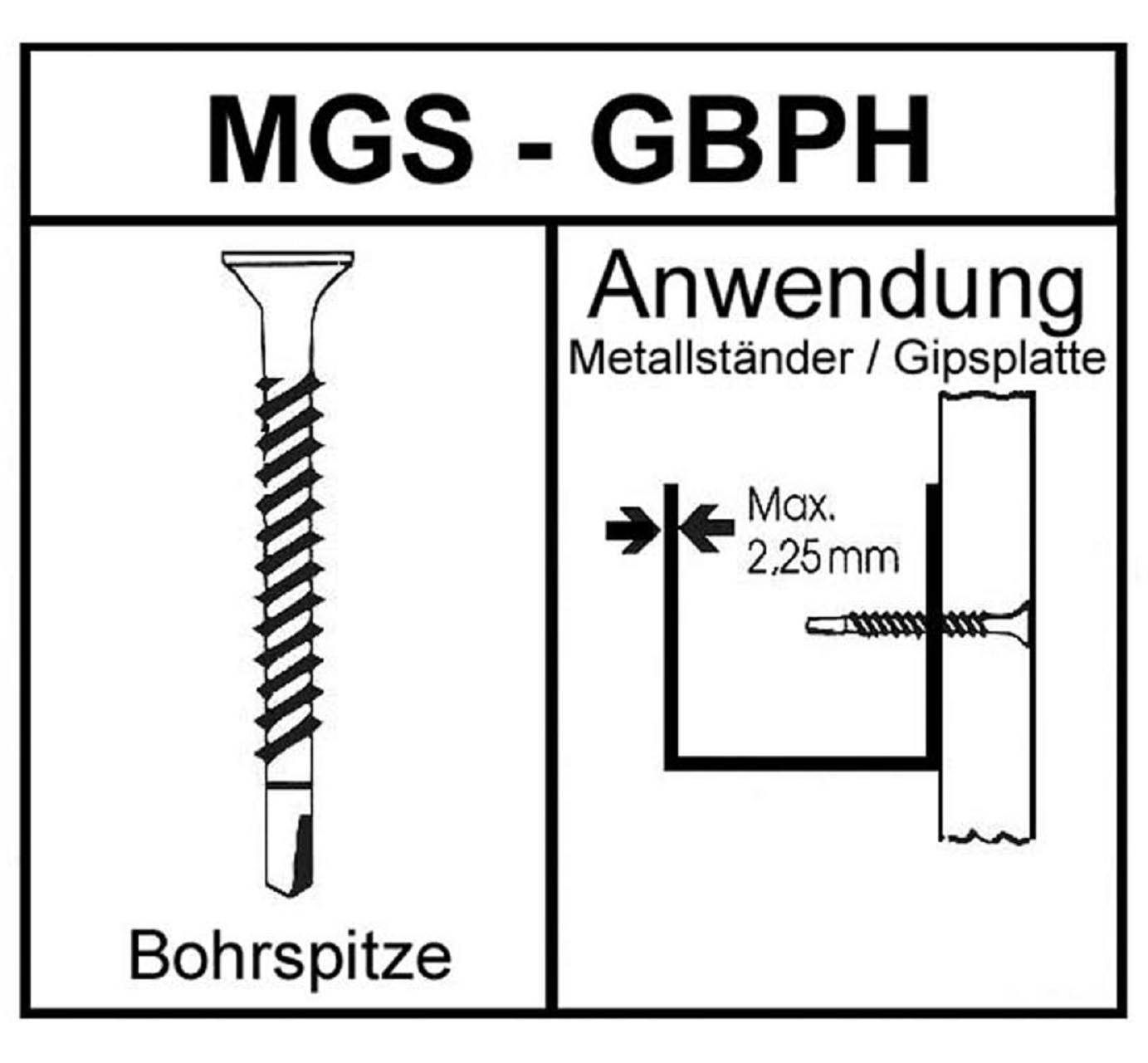 MGS35/25GBPH Magazinierte Schnellbauschrauben Bohrspitze phosphatiert
