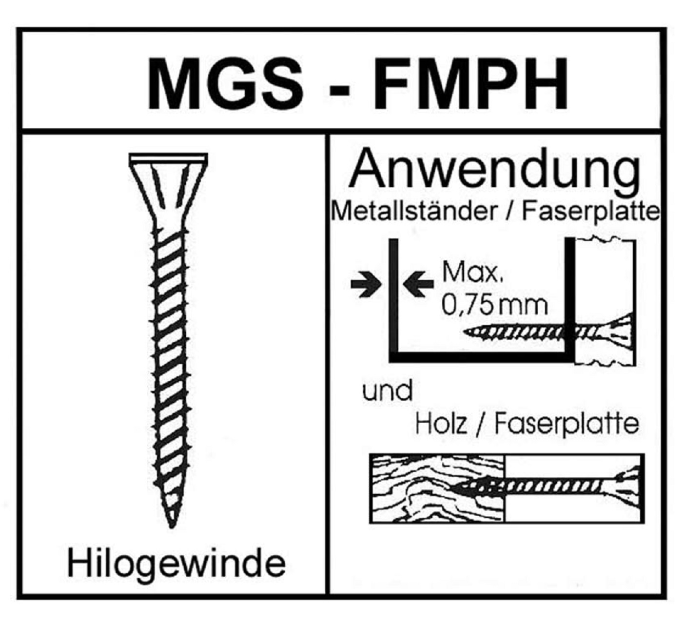 MGS4/45FMPH Magazinierte Faserplattenschrauben phosphatiert