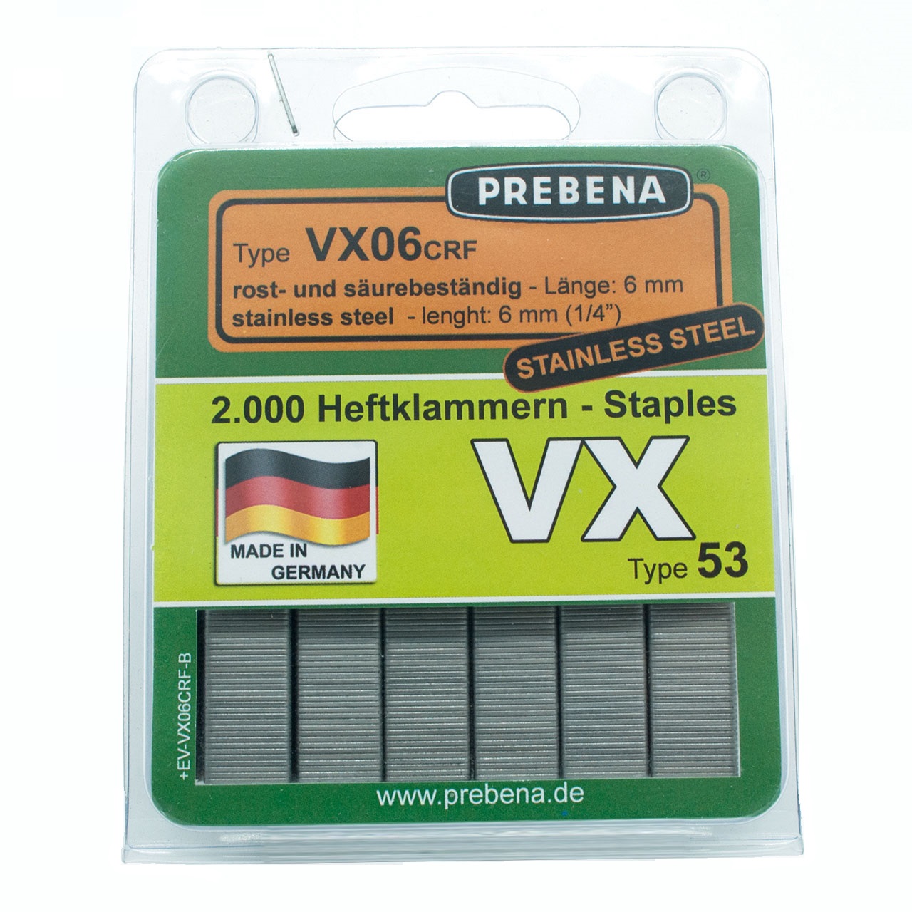 VX06CRF-B Heftklammern im Blister rost- & säurebeständig