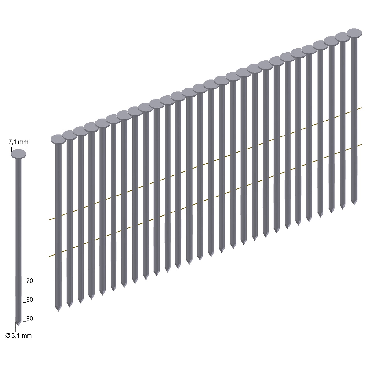 CNW31/90NK Coilnägel verzinkt Glattschaft